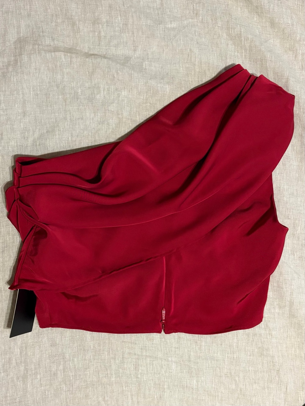 JLUXLABEL One-Shoulder Draped Crop Top in Deep Red - Picture 5 of 6